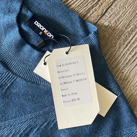 Dronison Mens Sweaters Blue,Small - Picture 7 of 9